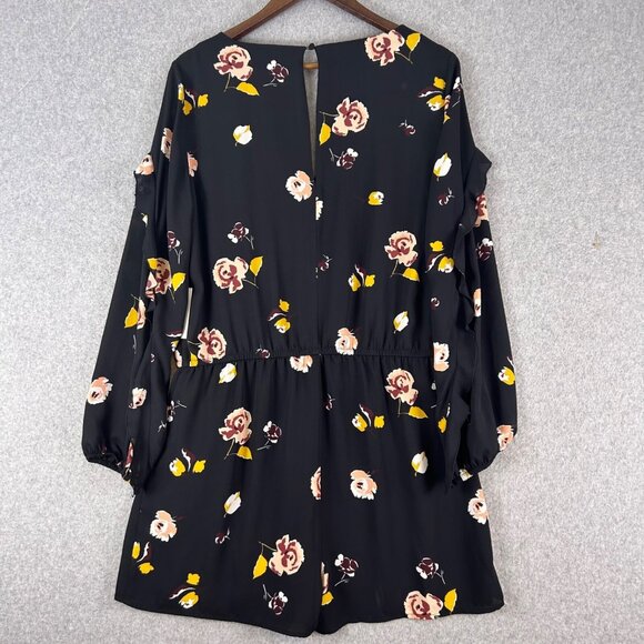 1. State Romper Womens Medium Black Floral Ruffle V-Neck Long Sleeves Casual NWT - Picture 15 of 15